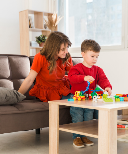 Child playing with toys